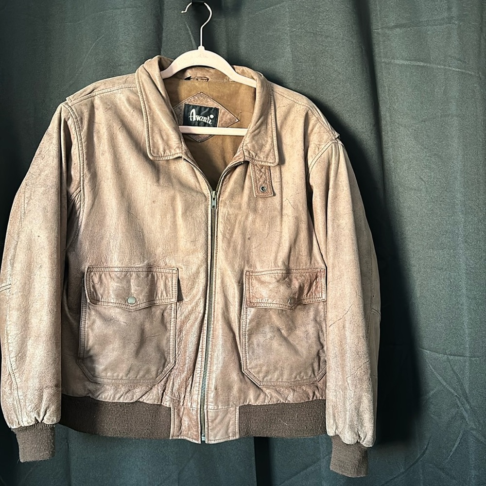 Avanti grunge leather bomber jacket